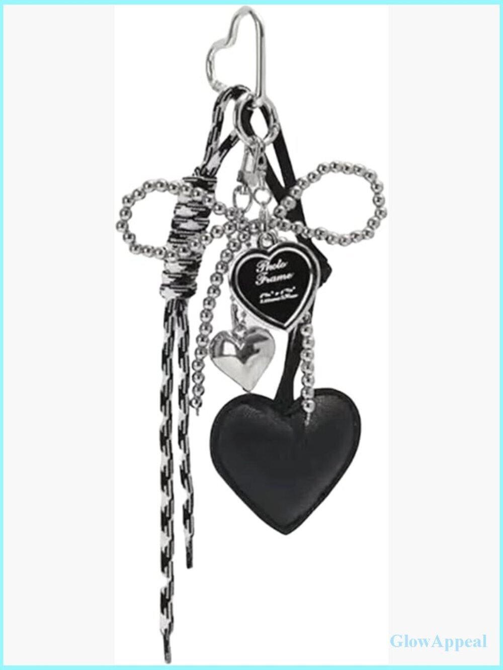 Punk Bow Heart Pendant Keychain Charm for Handbags Backpacks Purse